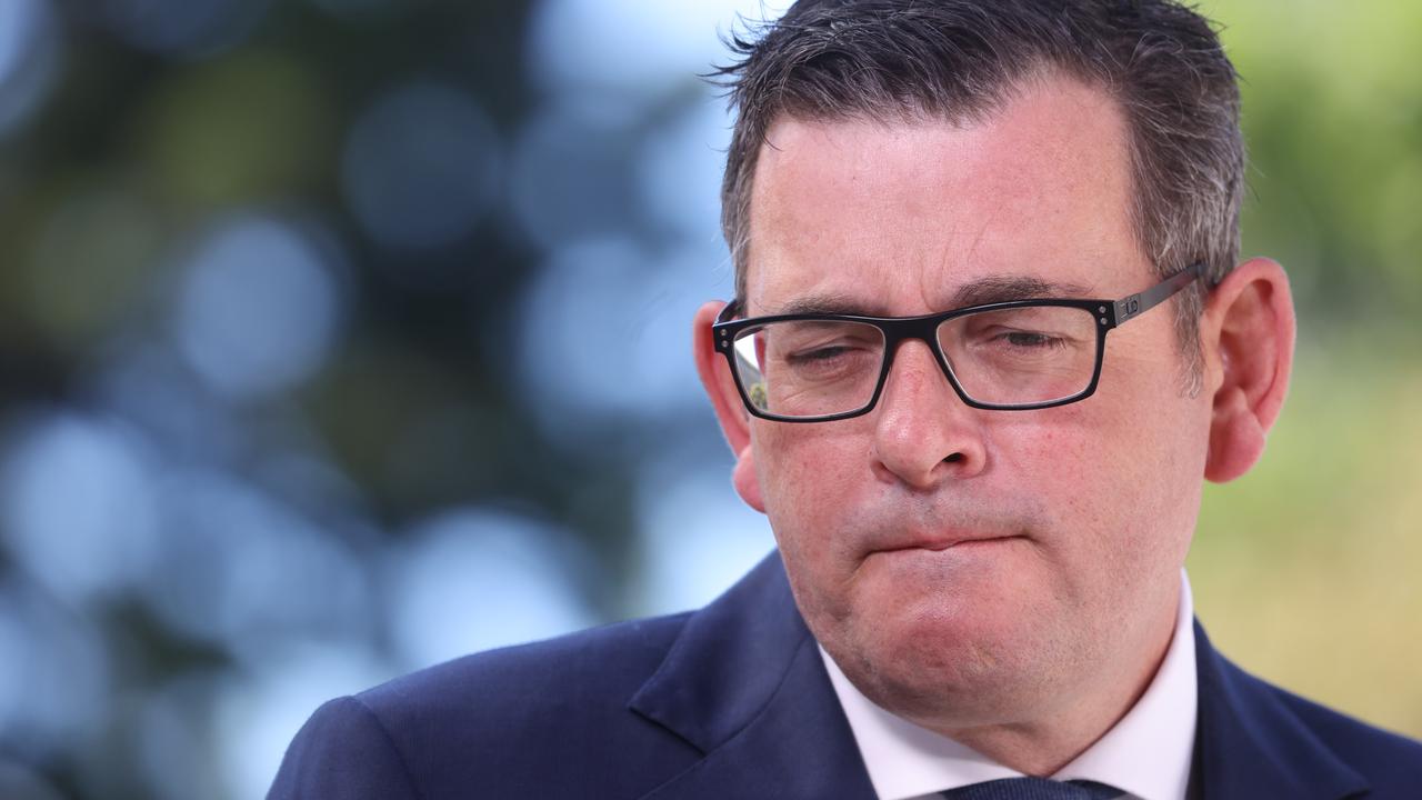 Victorian Premier Daniel Andrews arrives at Parliament House before the final votes are cast on the pandemic bill. Picture: NCA NewsWire/Paul Jeffers