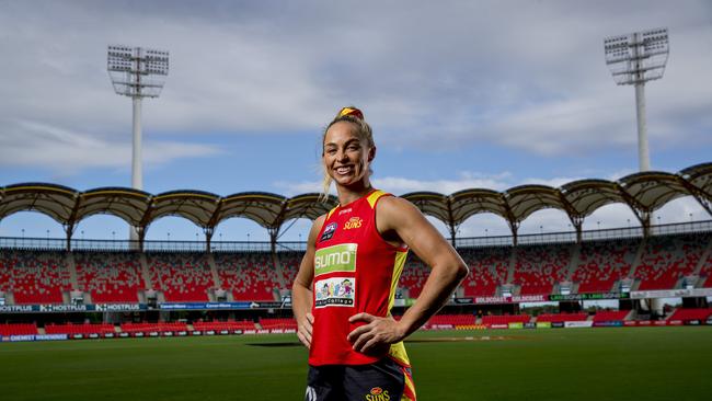 Suns captain Leah Kaslar at Metricon stadium. Picture: Jerad Williams