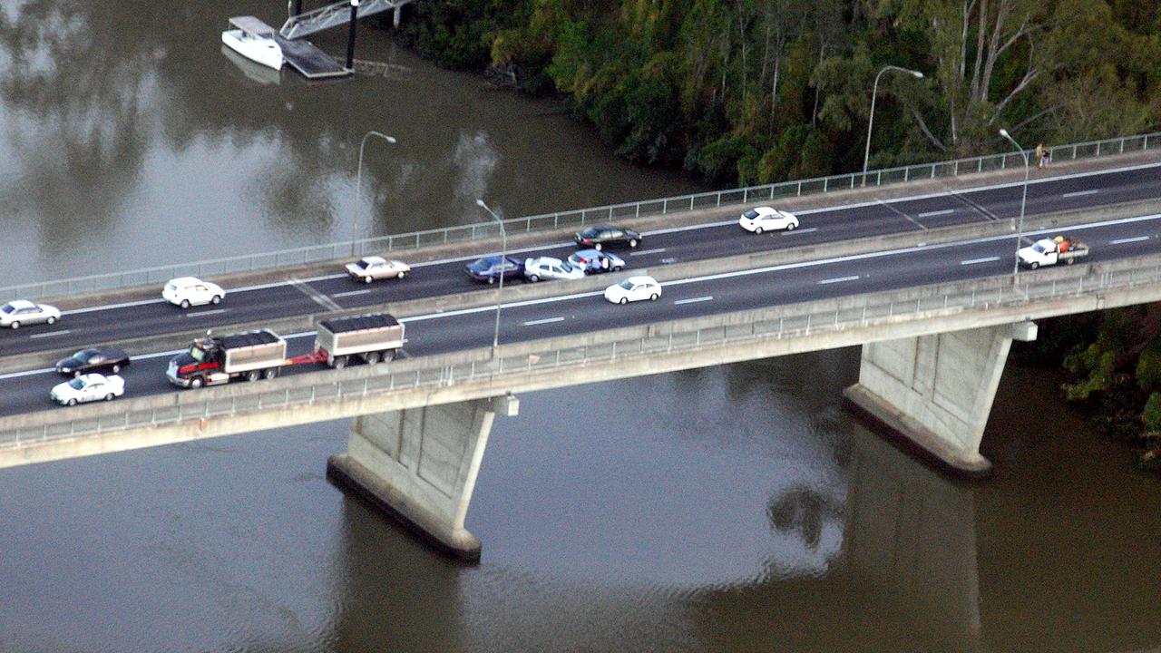 An accident on the Centenary Bridge. Picture: John Wilson