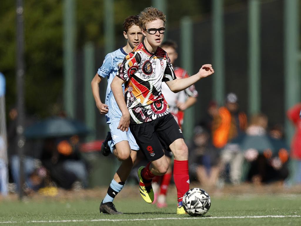 Rockie Gruber, U14 Boys NAIDOC Cup at Lake Macquarie Regional Football Facility. Picture: Michael Gorton