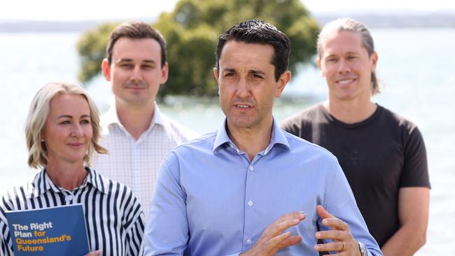 Opposition Leader David Crisafulli in Redland Bay on Friday. Picture: Liam Kidston.