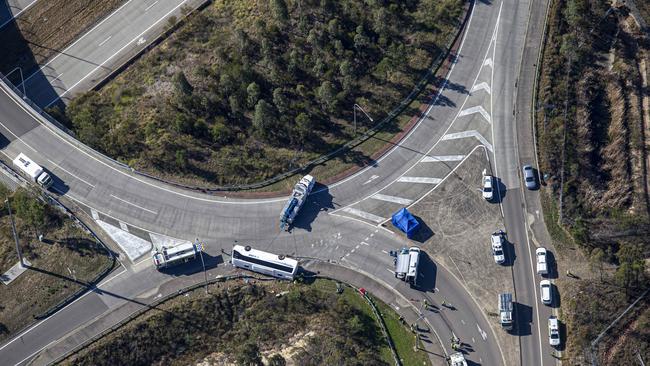 10 people were killed when the bus flipped in NSW’s Hunter Valley. Picture: NCA NewsWire / Christian Gilles