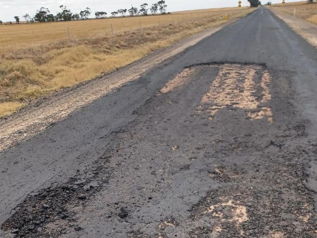 Damage on Birchip-Rainbow Road, between Rainbow and Beulah in western Victoria.