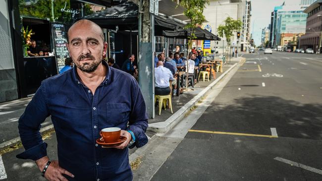 Luigi's Delicatessen owner Luigi Di Costanzo at his Flinders St business. Picture: AAP/ROY VANDERVEGT