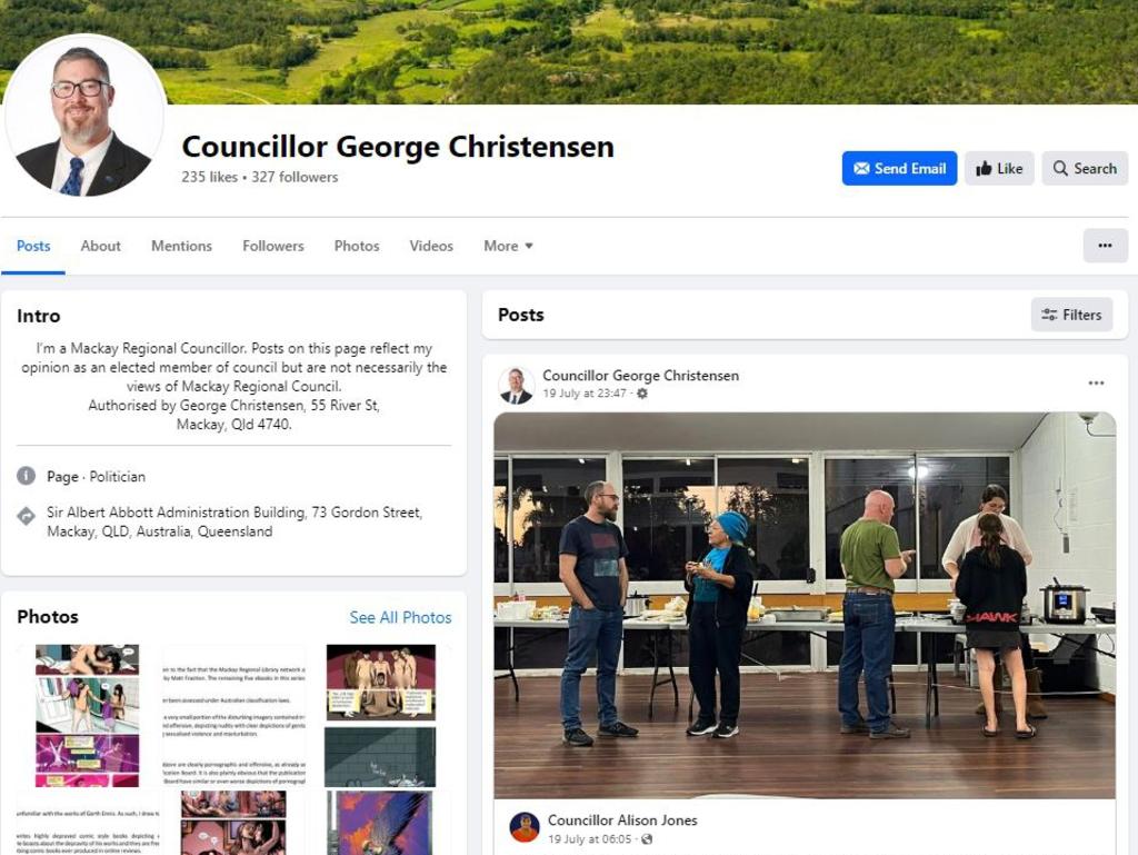 George Christensen's Facebook page for councillor business, which had not had a new post since July 19, 2024. Screengrab taken on August 7, 2024. Mr Christensen shared an update on the new deputy mayor after this screengrab was taken, following questions put to him by the Daily Mercury. Picture: George Christensen/Facebook