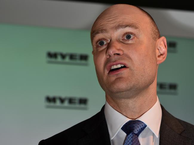 Myer chief executive Richard Umbers is under pressure to reverse the retailer’s decline.