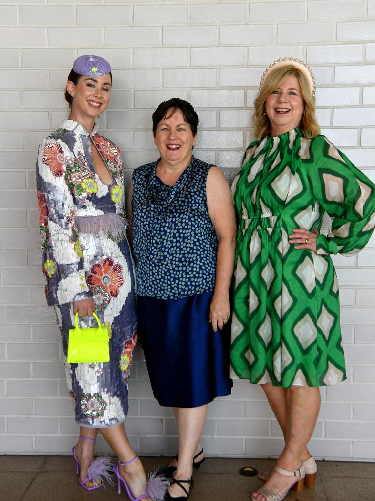 Melbourne Cup socials at the Ville. Megan Yardley, Ann Roebuck and Mary-Jane Yardley. Picture: Evan Morgan