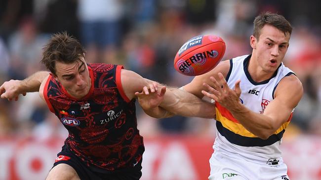 Tom Doedee, right, has been clocked as the third fastest Crow this season. Picture: Quinn Rooney/Getty Images