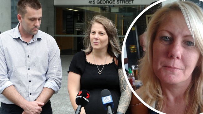 Tyron and Mackayla Parkes, the children of Alexis Parkes (inset), speak outside court on Monday. Picture: Liam Kidston