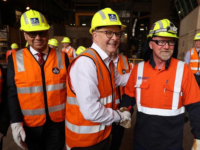 ADELAIDE, AUSTRALIA - NewsWire Photos September 25 2023: Australian Prime Minister Anthony Albanese is seen during a visit to the Whyalla steelworks.. NCA NewsWire / David Mariuz