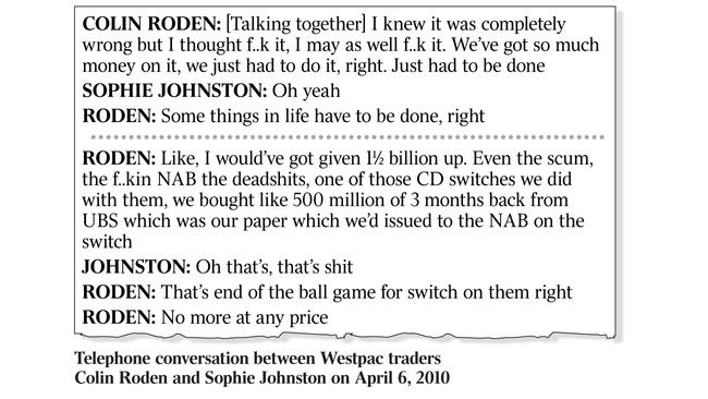 Telephone conversation between Westpac traders