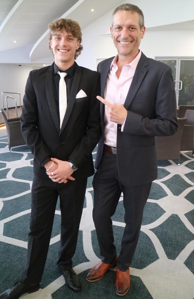 Luca and Mark Darin at the Australian Industry Trade College 2024 formal at the Maroochy RSL.