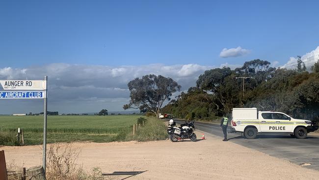 Police at the scene of a crash near Gawler, on Gawler Road. Picture: George Yankovich