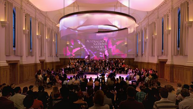 Artist's impression of the Main Hall of the new ANAM in the South Melbourne Town Hall. Credit: Tilt Projects &amp; Pause Paradiso