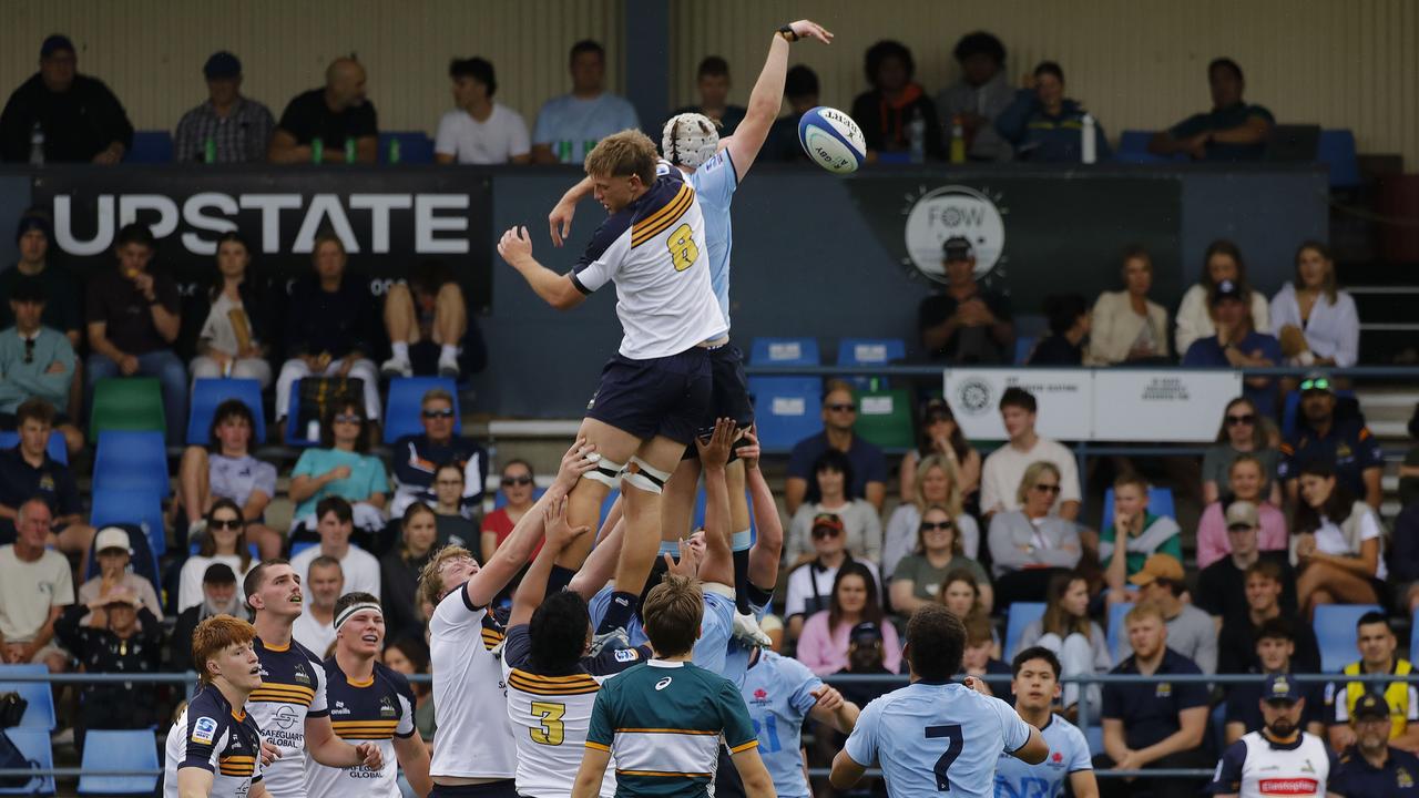 The battle between the NSW Waratahs U19s and ACT Brumbies U19s has determined the favourites for the crown this season. Pictures: Karen Watson/Rugby Australia