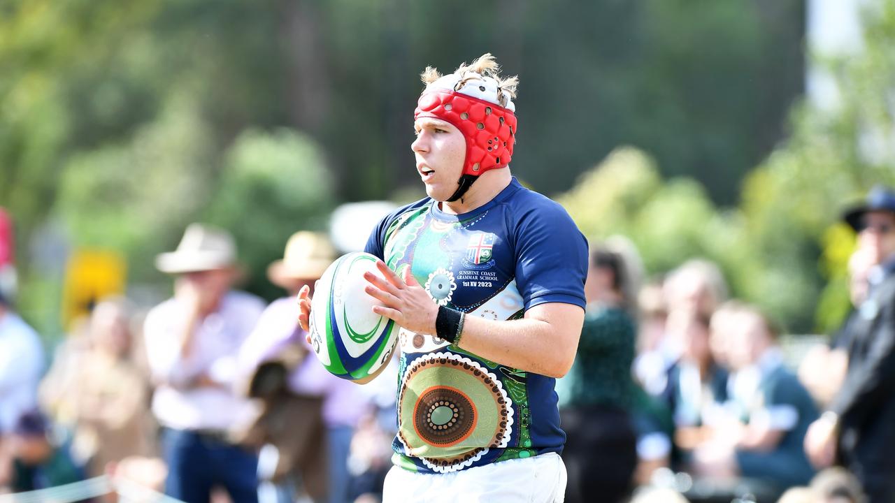 Josh Barlow in action for Sunshine Coast Grammar School against UK Bedford College. <span>Picture: Patrick Woods.</span>