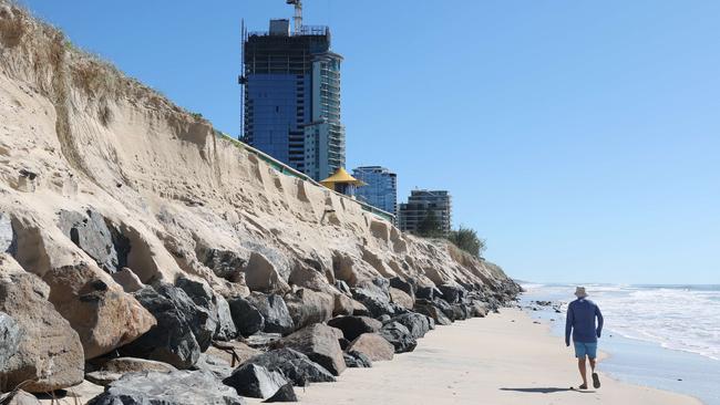 Narrowneck beach still showing severe signs of erosion.. Picture Glenn Hampson