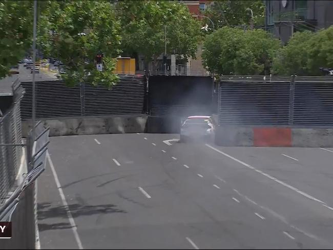 Concrete barrier falls after nasty Super2 crash