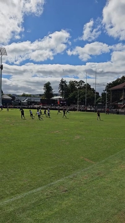 Taylor Walker kicks a superb goal at training.