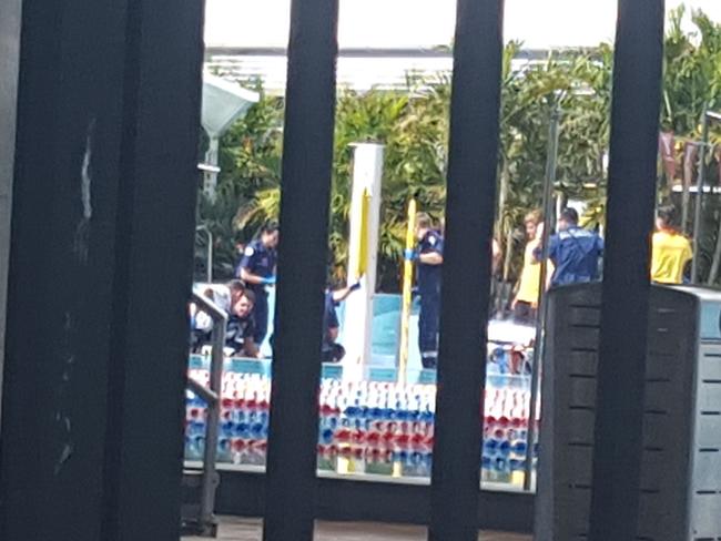 Paramedics at Whitlam Leisure Centre on March 20, 2016.