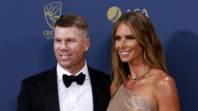 David Warner and wife Candice have both refuted any imminent retirement talk. (Photo by Mark Evans/Getty Images)