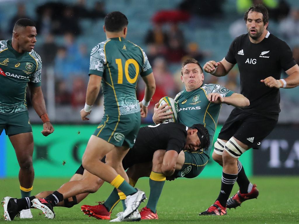 Dane Haylett-Petty suffered a head knock against the All Blacks at ANZ Stadium on October 31, 2020. Picture: Matt King
