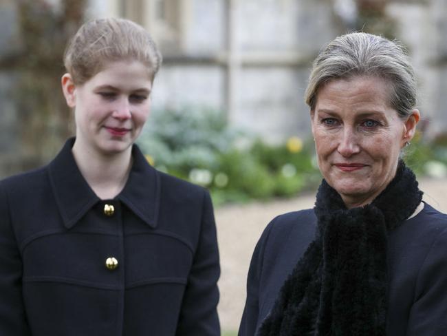 Sophie, Countess of Wessex, with her daughter, Lady Louise, described the loss of Philip as “awful” for the family. Picture: AFP