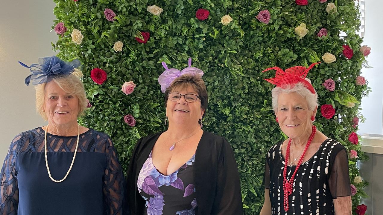 Margaret Blair, Mandy Thompson and Janette Little at the Ce.x club in Coffs Harbour for the Melbourne Cup. Picture: Matt Gazy