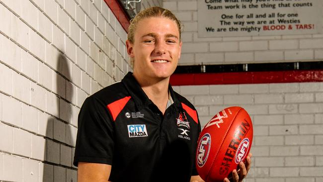 West Adelaide footballer Elliot Dunkin ahead of the AFL draft, where he has a chance to be picked up in Adelaide, Saturday, November 2, 2019. (AAP Image/Morgan Sette)