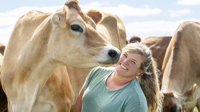 Dairy farmer Sarah Chant pictured on her Warrion farm. Picture: Zoe Phillips