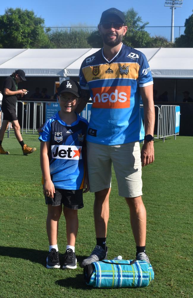 Spectators out and about to enjoy the Dolphins vs Titans NRL trial match at the Sunshine Coast Stadium. Picture: Eddie Franklin.