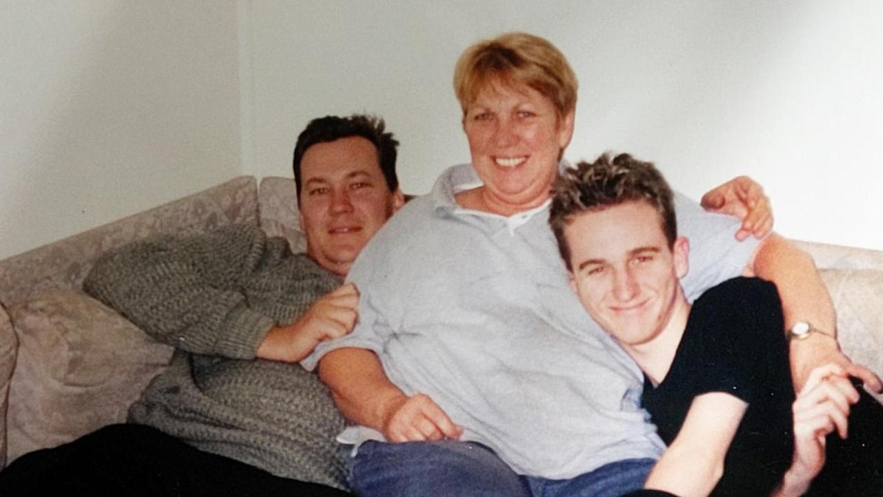 Shannon Molloy with his mum Donna and older brother Damien in the late 1990s.