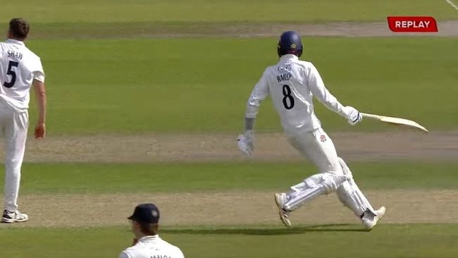 Tom Bailey was running between the wickets in a County game. Photo: The Sun.