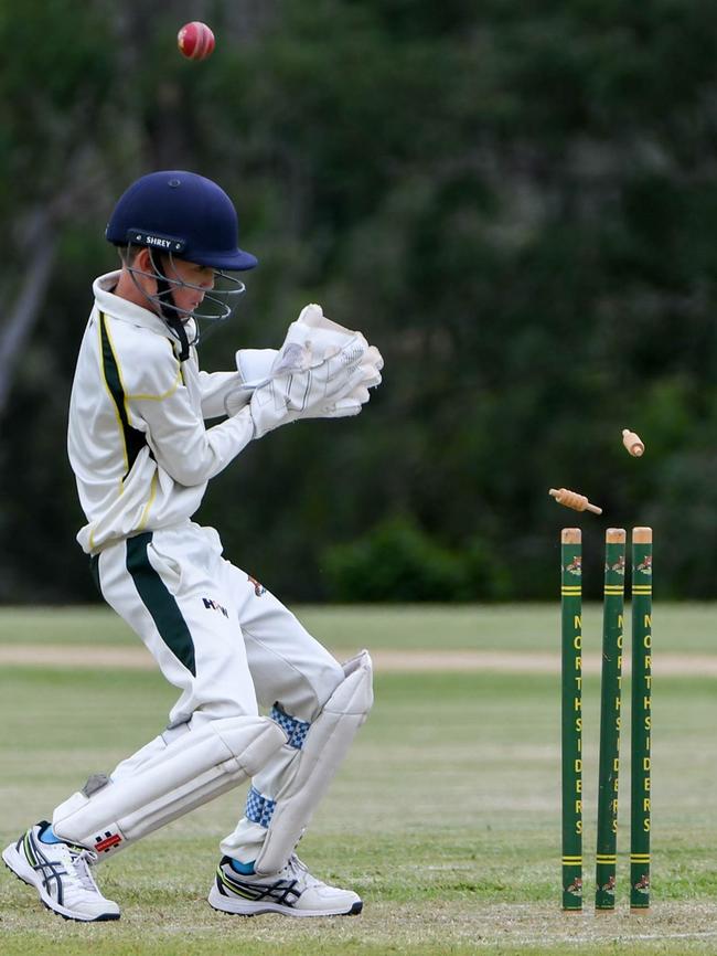 Plenty of action as the bails fly in the latest Level 2A cricket match between Northsiders at Brothers. Picture: Gary Reid