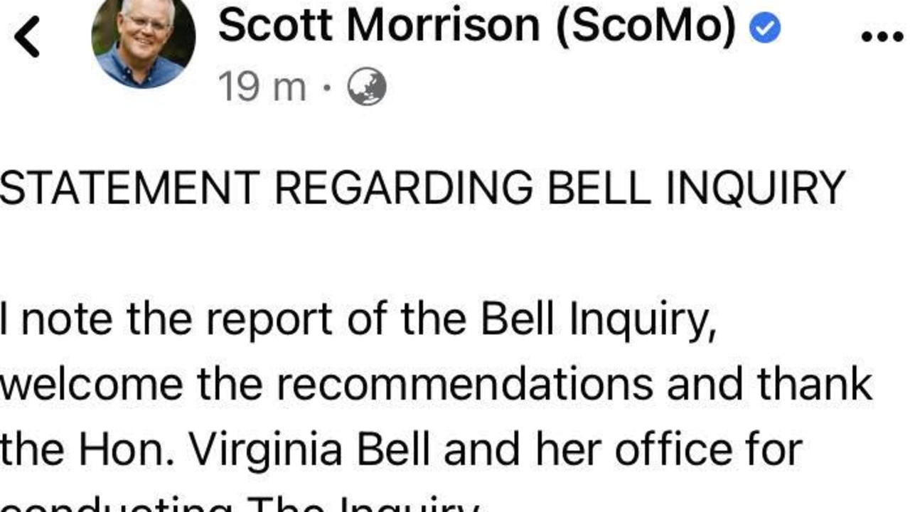 Scott Morrison responded to the report on Facebook.