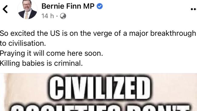 Bernie Finn expresses his views on abortion rights.