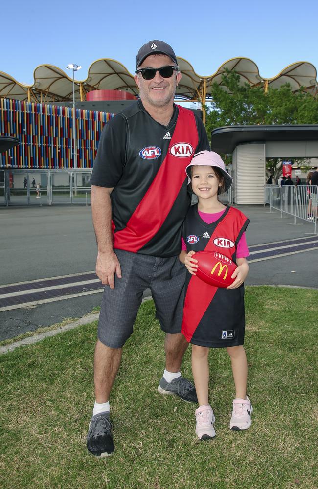 Davis and Mia McMahon as the Gold Coast Suns V Essendon at People First Stadium Carrara. Picture: Glenn Campbell