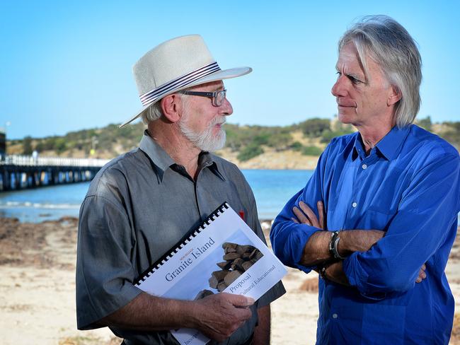 Will Hendriks and film director Scott Hicks have a plan for a sculpture park at Granite Island. Picture: Bianca De Marchi