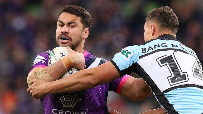 New Storm fullback Jahrome Hughes wears a jumper as soon as it drops below 25C. Picture: Graham Denholm/Getty Images