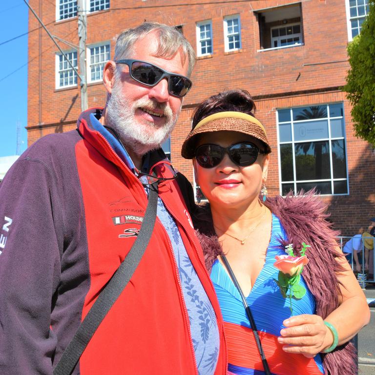 At the 2023 Grand Central Floral Parade are (from left) John Ettema and Niko Lu. Picture: Rhylea Millar