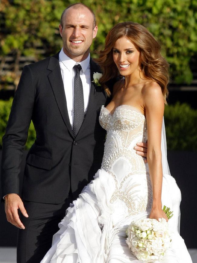 Bec with Chris Judd on their wedding day.