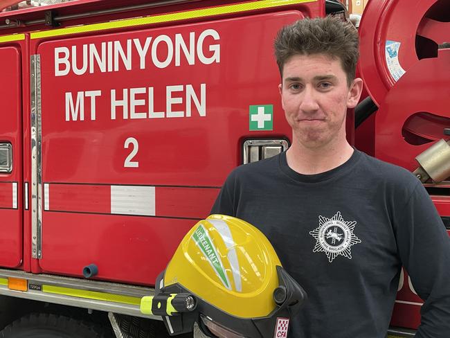 Tom Prunty, Connor’s younger brother, with his sibling’s CFA helmet.