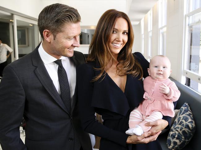 Michael and Kyly Clarke with their daughter Kelsey, in 2016. Picture: Justin Lloyd