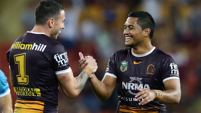Darius Boyd and Anthony Milford. Picture: Darren England