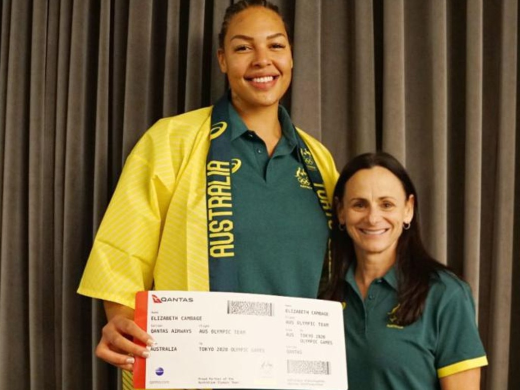 Liz Cambage and Opals coach Sandy Brondello