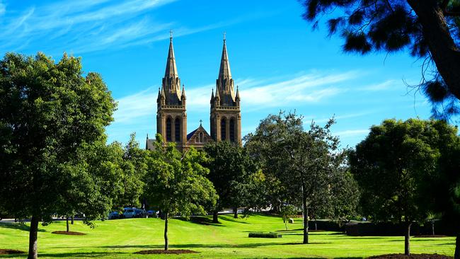 View of St Peters Cathedral taken from parklands near King William Road, Adelaide South Australia. picture iStock