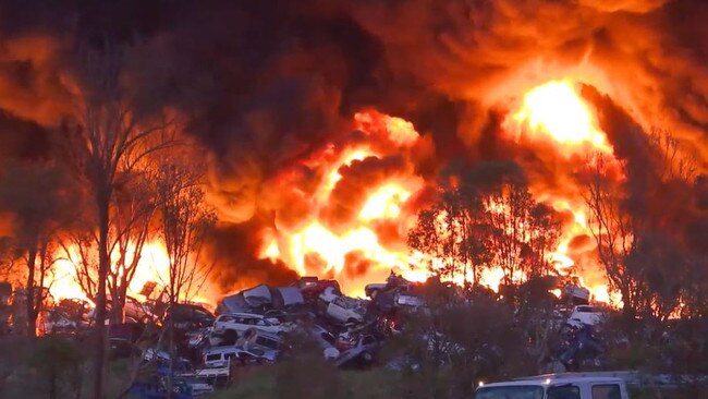 Another cracking news photograph taken by Frank Redward, this one of a massive fire at a car wrecking yard near Grafton in 2022.