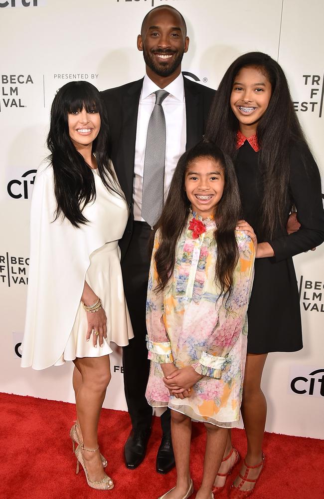 Vanessa Bryant, Kobe Bryant, Gianna Bryant and Natalia Bryant, pictured in 2017. Picture: Getty Images