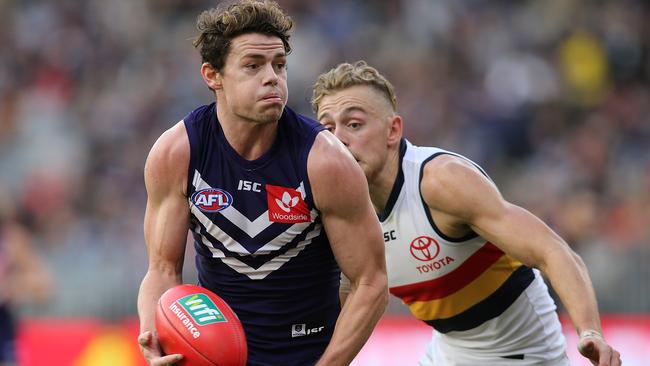 Lachie Neale in full flight with the Dockers. Picture: Paul Kane (Getty).