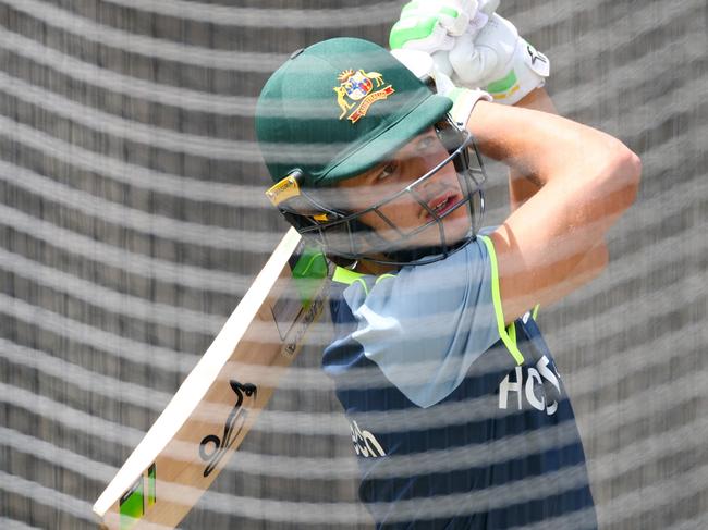 MELBOURNE, AUSTRALIA - DECEMBER 23: Sam Konstas of Australia bats during an Australia Men's Test Squad training session at Melbourne Cricket Ground on December 23, 2024 in Melbourne, Australia. (Photo by Josh Chadwick/Getty Images)